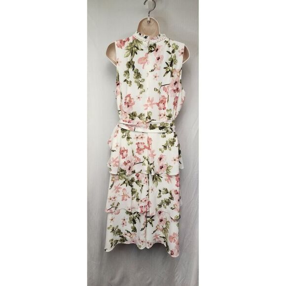 Jessica Howard Printed Floral Tiered Dress Ivory Size 16 Color Cream/Pink - Picture 11 of 14